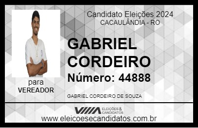 Candidato GABRIEL CORDEIRO 2024 - CACAULÂNDIA - Eleições