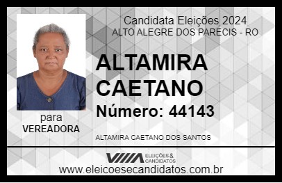 Candidato ALTAMIRA CAETANO 2024 - ALTO ALEGRE DOS PARECIS - Eleições