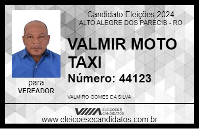 Candidato VALMIR MOTO TAXI 2024 - ALTO ALEGRE DOS PARECIS - Eleições