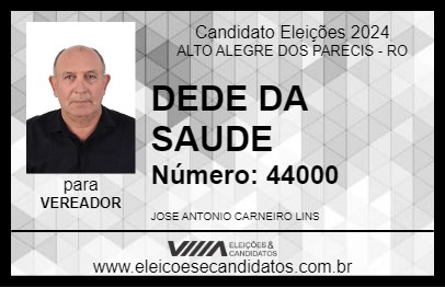 Candidato DEDE DA SAUDE 2024 - ALTO ALEGRE DOS PARECIS - Eleições