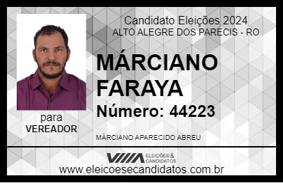 Candidato MÁRCIANO FARAYA 2024 - ALTO ALEGRE DOS PARECIS - Eleições