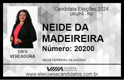 Candidato NEIDE DA MADEIREIRA 2024 - URUPÁ - Eleições