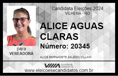 Candidato ALICE AGUAS CLARAS 2024 - VILHENA - Eleições