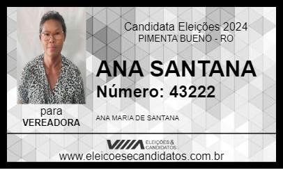 Candidato ANA SANTANA 2024 - PIMENTA BUENO - Eleições