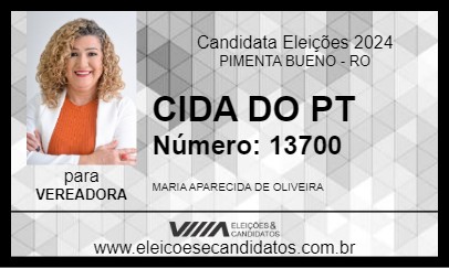 Candidato CIDA DO PT 2024 - PIMENTA BUENO - Eleições