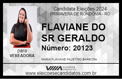 Candidato FLAVIANE DO SR GERALDO 2024 - PRIMAVERA DE RONDÔNIA - Eleições