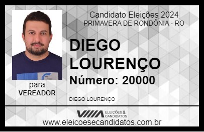 Candidato DIEGO LOURENÇO 2024 - PRIMAVERA DE RONDÔNIA - Eleições