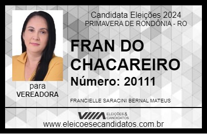 Candidato FRAN DO CHACAREIRO 2024 - PRIMAVERA DE RONDÔNIA - Eleições