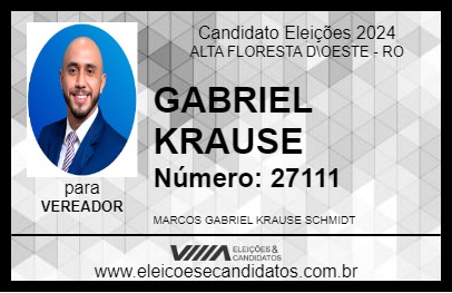 Candidato GABRIEL KRAUSE 2024 - ALTA FLORESTA D\OESTE - Eleições