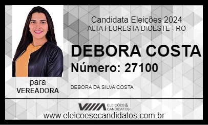 Candidato DEBORA COSTA 2024 - ALTA FLORESTA D\OESTE - Eleições