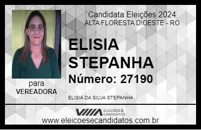 Candidato ELISIA STEPANHA 2024 - ALTA FLORESTA D\OESTE - Eleições