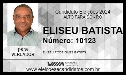 Candidato ELISEU BATISTA 2024 - ALTO PARAÍSO - Eleições