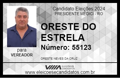 Candidato ORESTE DO ESTRELA 2024 - PRESIDENTE MÉDICI - Eleições