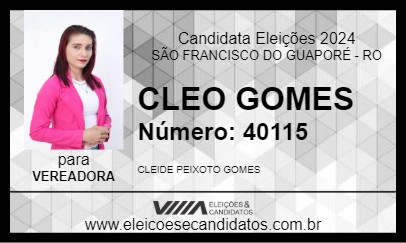 Candidato CLEO GOMES 2024 - SÃO FRANCISCO DO GUAPORÉ - Eleições