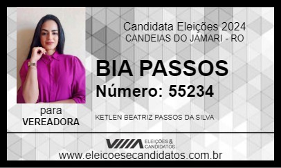 Candidato BIA PASSOS 2024 - CANDEIAS DO JAMARI - Eleições