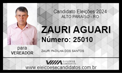 Candidato ZAURI AGUARI 2024 - ALTO PARAÍSO - Eleições