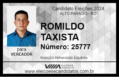 Candidato ROMILDO TAXISTA 2024 - ALTO PARAÍSO - Eleições