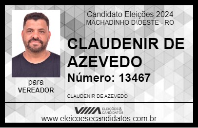 Candidato CLAUDENIR DE AZEVEDO 2024 - MACHADINHO D\OESTE - Eleições