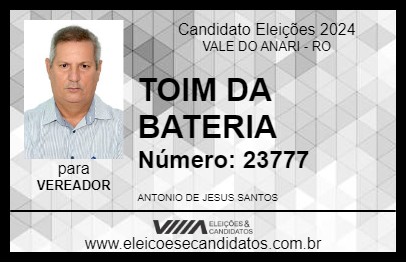 Candidato TOIM DA BATERIA 2024 - VALE DO ANARI - Eleições