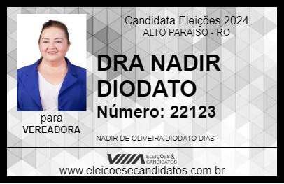 Candidato DRA NADIR DIODATO 2024 - ALTO PARAÍSO - Eleições