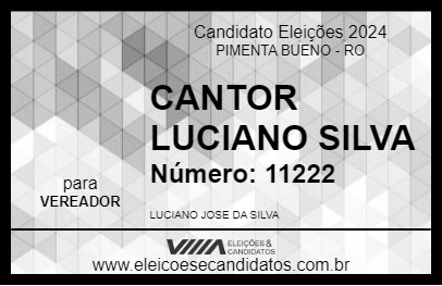 Candidato CANTOR LUCIANO SILVA 2024 - PIMENTA BUENO - Eleições