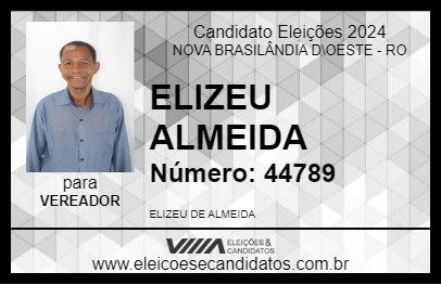 Candidato ELIZEU ALMEIDA 2024 - NOVA BRASILÂNDIA D\OESTE - Eleições