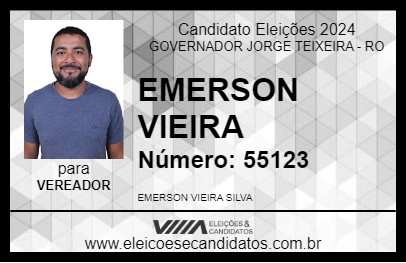 Candidato EMERSON VIEIRA 2024 - GOVERNADOR JORGE TEIXEIRA - Eleições