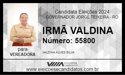 Candidato IRMÃ VALDINA 2024 - GOVERNADOR JORGE TEIXEIRA - Eleições