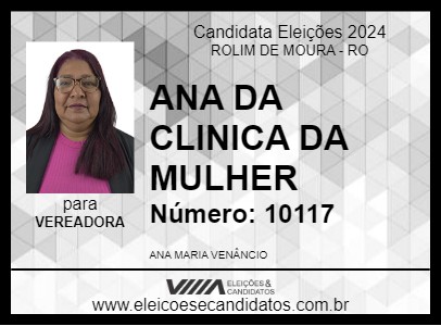 Candidato ANA DA CLÍNICA 2024 - ROLIM DE MOURA - Eleições