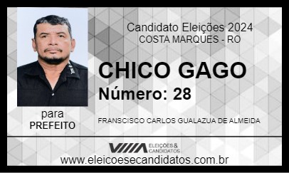 Candidato CHICO GAGO 2024 - COSTA MARQUES - Eleições