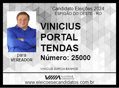 Candidato VINICIUS PORTAL TENDAS 2024 - ESPIGÃO DO OESTE - Eleições