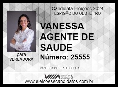 Candidato VANESSA AGENTE DE SAUDE 2024 - ESPIGÃO DO OESTE - Eleições