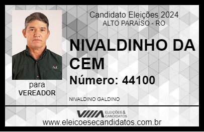 Candidato NIVALDINHO DA CEM 2024 - ALTO PARAÍSO - Eleições