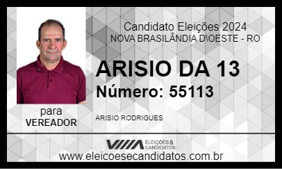 Candidato ARISIO DA 13 2024 - NOVA BRASILÂNDIA D\OESTE - Eleições