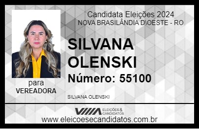 Candidato SILVANA OLENSKI 2024 - NOVA BRASILÂNDIA D\OESTE - Eleições