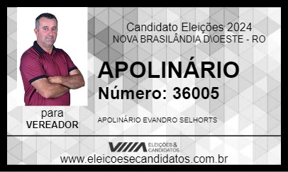 Candidato APOLINÁRIO 2024 - NOVA BRASILÂNDIA D\OESTE - Eleições