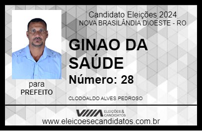 Candidato GINAO DA SAÚDE 2024 - NOVA BRASILÂNDIA D\OESTE - Eleições