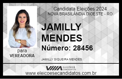 Candidato JAMILLY MENDES 2024 - NOVA BRASILÂNDIA D\OESTE - Eleições