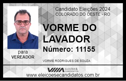 Candidato VORME DO LAVADOR 2024 - COLORADO DO OESTE - Eleições