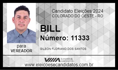 Candidato BILL 2024 - COLORADO DO OESTE - Eleições