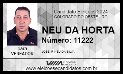 Candidato NEU DA HORTA 2024 - COLORADO DO OESTE - Eleições