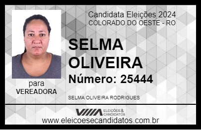 Candidato SELMA OLIVEIRA 2024 - COLORADO DO OESTE - Eleições