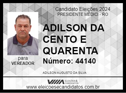 Candidato ADILSON DA CENTO E QUARENTA 2024 - PRESIDENTE MÉDICI - Eleições