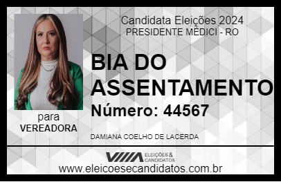 Candidato BIA DO ASSENTAMENTO 2024 - PRESIDENTE MÉDICI - Eleições