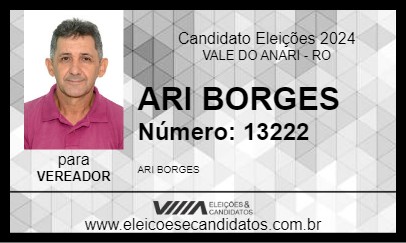 Candidato ARI BORGES 2024 - VALE DO ANARI - Eleições