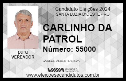 Candidato CARLINHO DA PATROL 2024 - SANTA LUZIA D\OESTE - Eleições