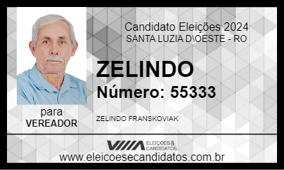 Candidato ZELINDO 2024 - SANTA LUZIA D\OESTE - Eleições