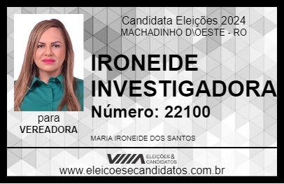 Candidato IRONEIDE INVESTIGADORA 2024 - MACHADINHO D\OESTE - Eleições