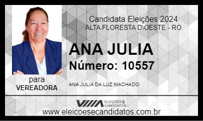 Candidato ANA JULIA 2024 - ALTA FLORESTA D\OESTE - Eleições