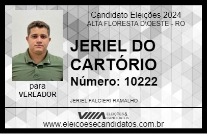 Candidato JERIEL DO CARTÓRIO 2024 - ALTA FLORESTA D\OESTE - Eleições